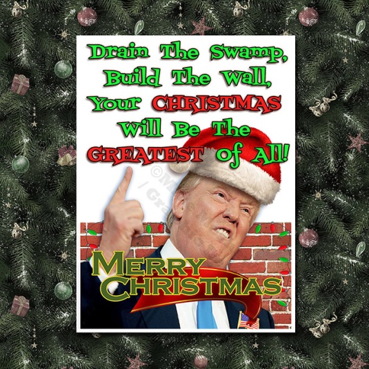 Trump 2017 Christmas Drain The Swamp 650 color background